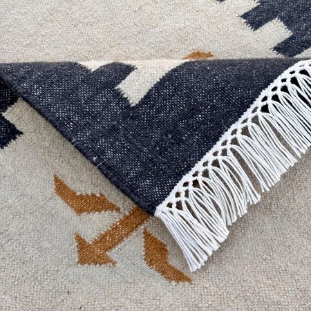 Handmade Natural Cotton Floral Dhurrie For Living Room